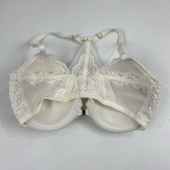 Auden Womens Demi Coverage Lightly Lined Racerback Bra 34DD White Lace - Picture 5 of 7